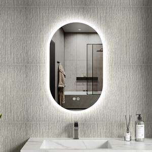 Erga Demi, oválne LED zrkadlo 50x80cm, 3 farby svetla, predné osvetlenie, vyhrievacia podložka proti zapareniu, ERG-V01-Demi-5080-CL