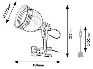 Rabalux Stolná lampa s klipom Flint 1x25W | E14 | IP20 - čierna