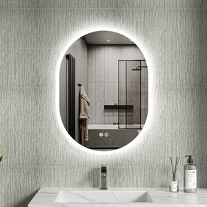 Erga Demi, oválne LED zrkadlo 60x80cm, 3 farby svetla, predné osvetlenie, vyhrievacia podložka proti zapareniu, ERG-V01-DEMI-6080-CL