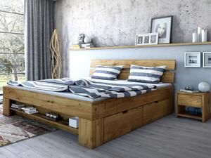 Masívna dubová manželská posteľ s úložným priestorom Stela Rozmer: 180x200