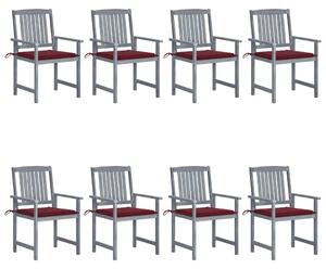 Záhradné stoličky s podložkami 8 ks akáciový masív sivé
