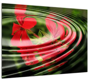 Abstraktný obraz - kvety vo vlnách (70x50 cm)