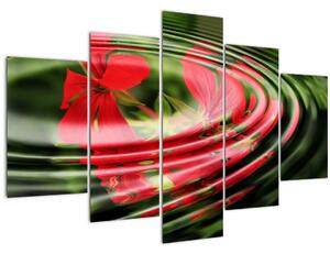 Abstraktný obraz - kvety vo vlnách (150x105 cm)