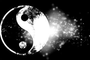 Obraz symbol Jin a Jang v čiernobielom prevedení