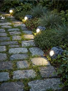 Sinsay - Záhradná solárna LED lampa v tvare kameňa - svetlošedá