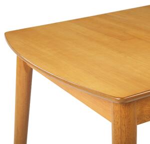 Jedálenský stôl svetlé kaučukové drevo 100/130 x 80 cm rozkladací drevené nohy obdĺžnikový retro dizajn