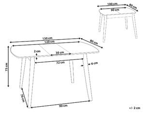Jedálenský stôl svetlé kaučukové drevo 100/130 x 80 cm rozkladací drevené nohy obdĺžnikový retro dizajn