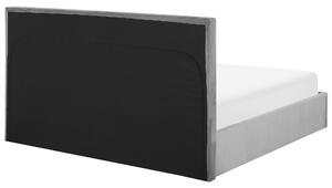 Posteľ sivý zamat 160 x 200 cm s úložným priestorom čalúnený rám vysoké čelo moderný dizajn