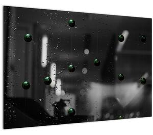 Abstraktný obraz - zelené guličky (90x60 cm)