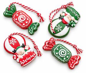 Súprava 4 ks vianočných ozdôb CANDY ELF 6 cm