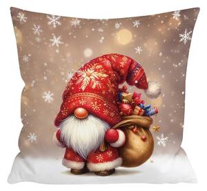 3D obliečka na vankúš z mikrovlákna SANTA GNOME 45x45 cm, červený