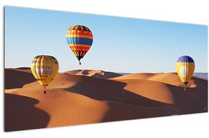 Obraz - lietajúce balóny v púšti (120x50 cm)