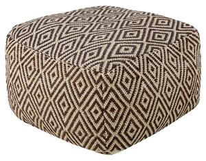 Puf taburetka vlnená béžová a hnedá geometrický vzor čalúnená boho štýl moderný dizajn obývacia izba