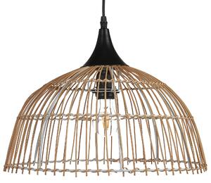 Závesná lampa prírodná béžová otvorené ratanové tienidlo čierny kábel boho dizajn osvetlenie do interiéru