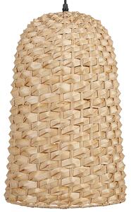 Závesná lampa svetlé drevo bambusové drevo prútené tienidlo boho dizajn osvetlenie do interiéru