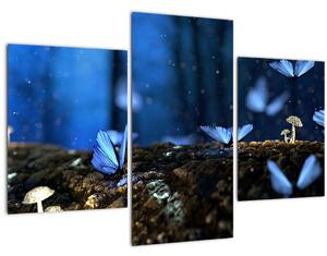 Obraz modrých motýľov (90x60 cm)