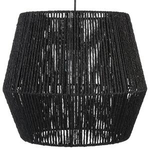 Závesná lampa čierna tienidlo z papierového výpletu prírodné materiály nastaviteľný kábel boho dizajn osvetlenie