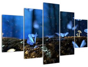 Obraz modrých motýľov (150x105 cm)