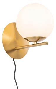 Nástenná lampa Art Deco zlato a opálové sklo - Flore