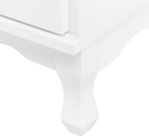 Šatníková skriňa biela MDF drevovláknitá doska 87 x 50 x 187 cm nohy z borovicového dreva závesná tyč police retro dizajn spálňa