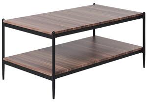 Konferenčný stolík tmavé drevo a čierna MDF kovový rám 100 x 52 x 45 cm moderný dizajn s policou industriálny štýl