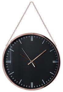Nástenné hodiny čierne medený rám syntetický materiál ø 30 cm bytové doplnky moderný dizajn