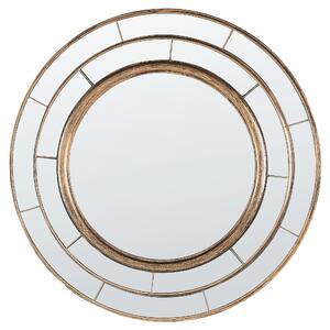 Nástenné zrkadlo zlaté okrúhly rám syntetický materiál ø 40 cm moderný dizajn doplnky do obývacej izby