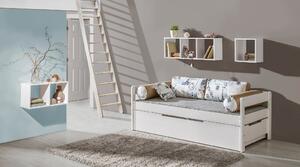 Drevená detská posteľ s prístelkou Borys 90x200 cm Farba: Biela, Motív: Paríž