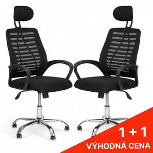 Otočná kancelárska stolička s opierkou hlavy a funkciou hojdania 1 + 1