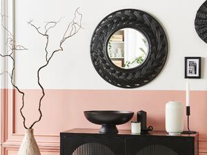 Nástenné zrkadlo čierne syntetický materiál okrúhle ø 60 cm moderný dizajn obývacia izba