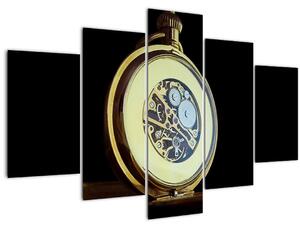 Obraz zlatých vreckových hodiniek (150x105 cm)