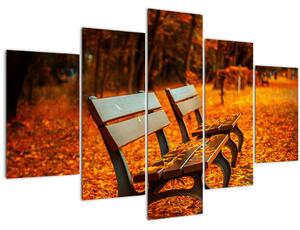 Obraz lavičky v jeseni (150x105 cm)