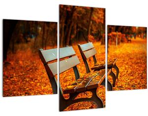 Obraz lavičky v jeseni (90x60 cm)