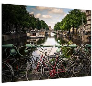 Obraz bicykla v meste (70x50 cm)