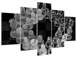 Obraz - čiernobiele šachy (150x105 cm)