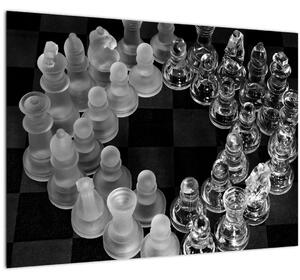 Obraz - čiernobiele šachy (70x50 cm)