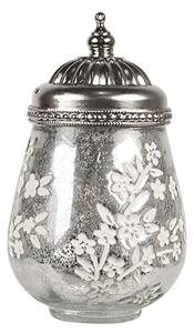 Strieborná sklenená svietiaca LED lampáš Balli - Ø 9*15 cm - Clayre & Eef