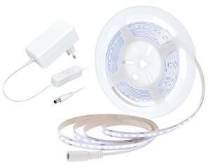 SOLIGHT COB LED pásik, sada s adaptérom, vypínač, 5m, 8W/m, 800lm/m, denná modrá