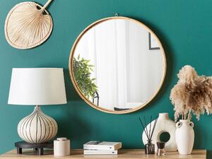 Nástenné zrkadlo prírodné ratanové 60 cm okrúhle tenký rám moderný boho dizajn predsieň obývačka