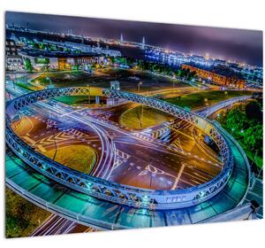 Obraz - panoráma nočného mesta (70x50 cm)