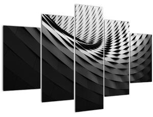 Abstraktný obraz - čiernobiela špirála (150x105 cm)
