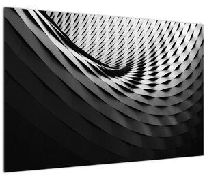 Abstraktný obraz - čiernobiela špirála (90x60 cm)