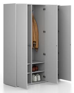 Šatníková skriňa FRAME, 3 oddiely, 1299 x 450 x 1735 mm, PUSH-lock, sivá