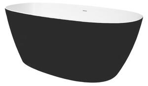 Voľne stojaca vaňa SAT Aula 160x78,7 cm liaty mramor ľavá aj pravá čierna/biela SATAULA1600C