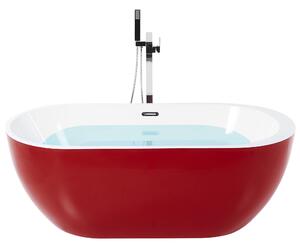 Voľne stojaca vaňa červená biela akrylát 160 x 75 cm oválny tvar elegantný moderný štýl kúpeľňa