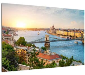 Obraz mesta Budapešť s riekou (90x60 cm)
