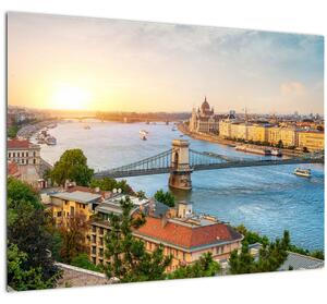 Obraz mesta Budapešť s riekou (70x50 cm)