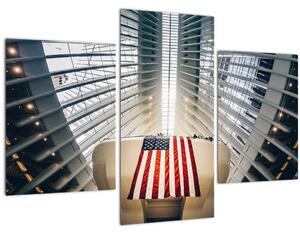 Obraz stavby s vlajkou USA (90x60 cm)