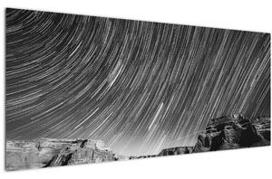 Čiernobiely obraz hviezdnej oblohy (120x50 cm)