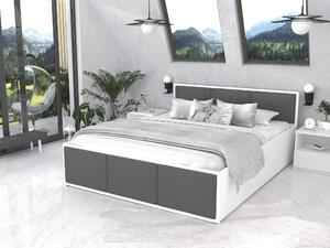 Čalúnená manželská posteľ s úložným priestorom Dolly - biela/grafit Rozmer: 180x200